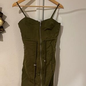 Olive Dress with Zipper